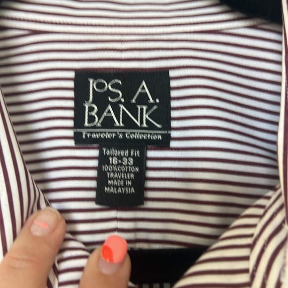 Maroon and White Striped Men's Shirt - Picture 4 of 5